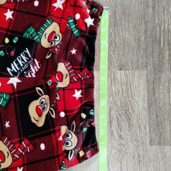 •No Boundaries Junior's M Size 7-8 Christmas Red Plaid Reindeer Fleece Leggings - Picture 15 of 16